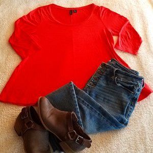 Cynthia Rowley Red Long Sleeve Top M